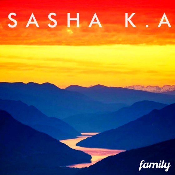 Family album cover: a sunset over blue mountain ridges